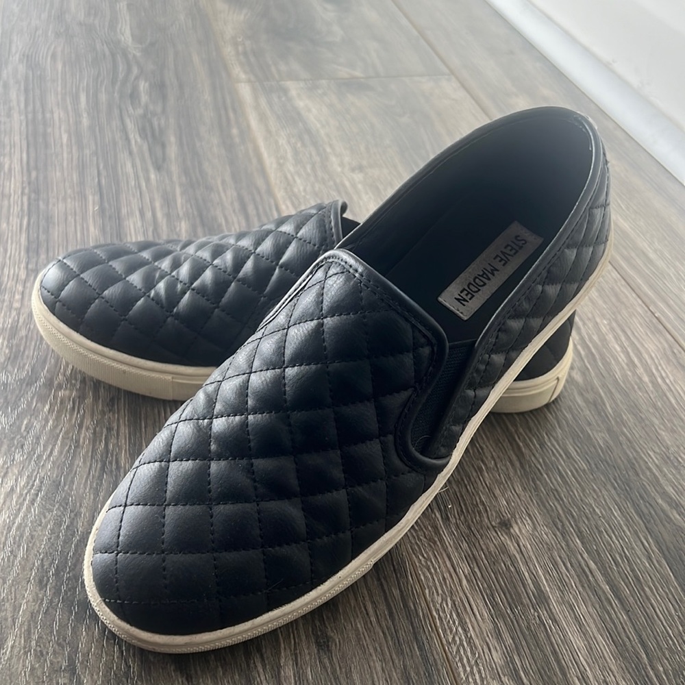 Steve Madden Black Quilted Slip-On Sneakers